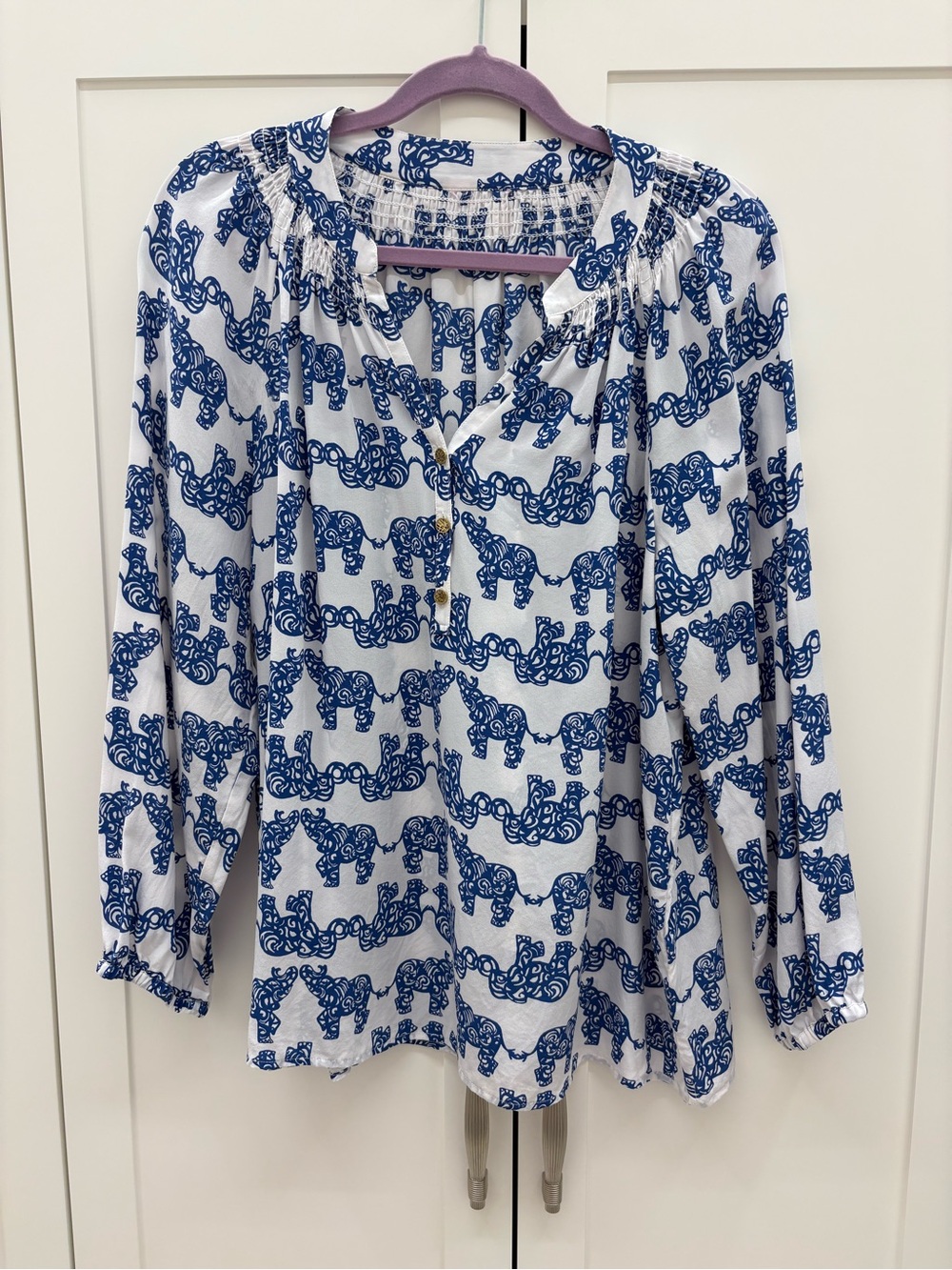 Lilly Pulitzer White Elsa with Blue Elephant Print